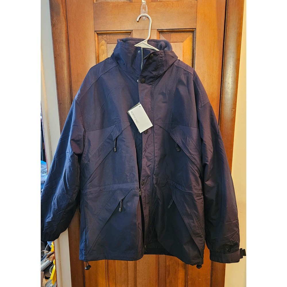 North End Men's Navy Blue Water Resistant Hooded‎ Winter Parka Jacket NWT L